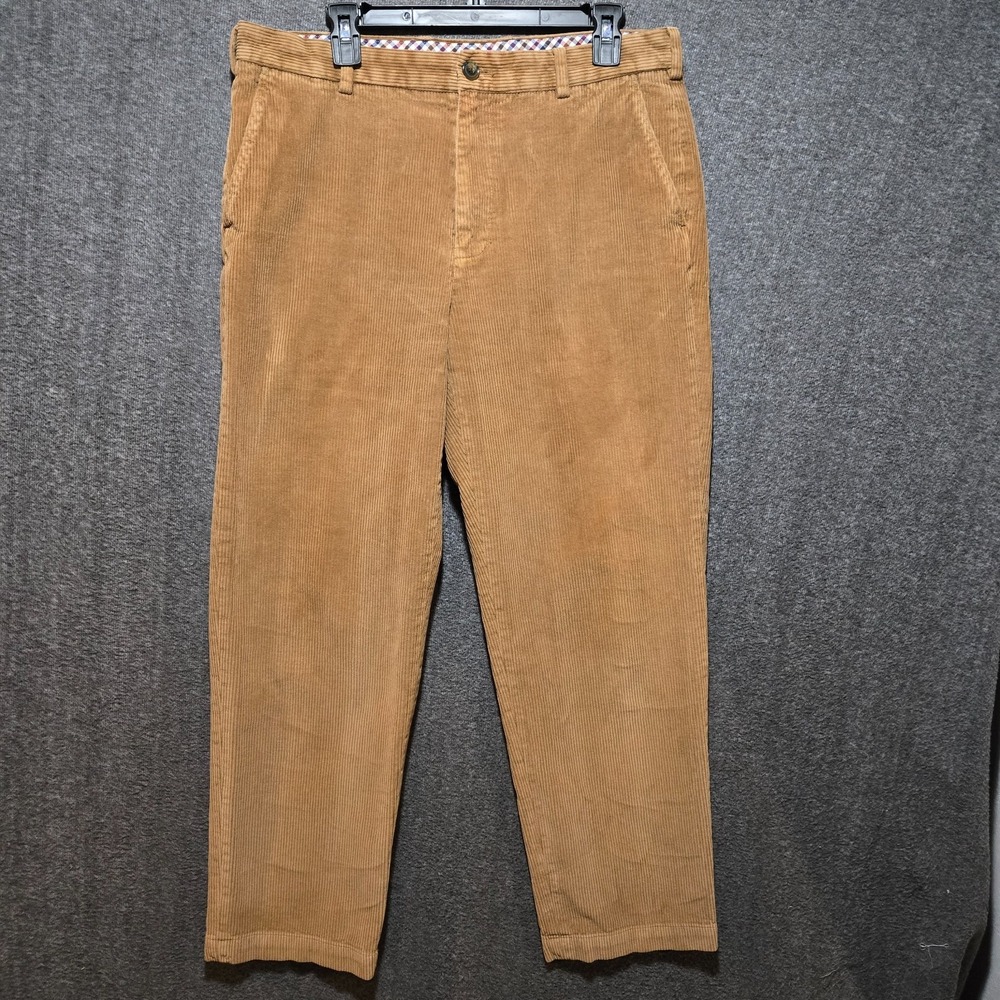 Brooks Brothers 346 Mens Brown Corduroy Flat Front Straight Pants Sz 35 (34x30)